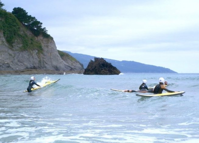  paddling on the board 